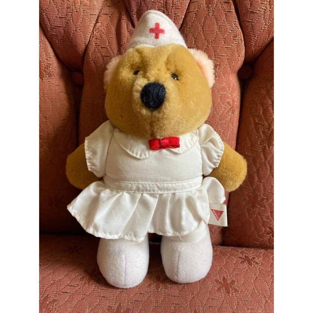 Vintage 1985 Dakin Nurse Teddy Bear Stuffed Animal Toy s72
